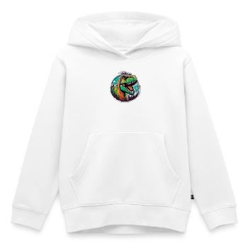 Tyrannosaure coloré en jungle - Sweat Premium à capuche enfant bio - blanc - Devant - AI Model Kid Female (0cm)