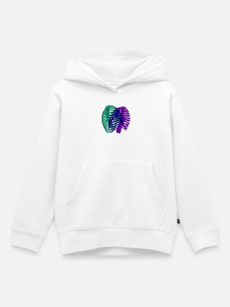 Doppelchromatischer Brustkorb - Kinder Premium Organic Hoodie - Weiß