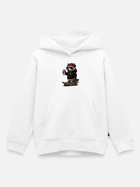 Waschbär Skate Graffiti - Kinder Premium Organic Hoodie - Weiß