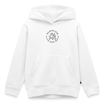 NO MORE WAR – LOVE PEACE UNITY – Lion  - Kinder Premium Organic Hoodie - Weiß - Vorne - AI Model Kid Female (0cm)