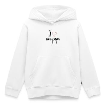J'aime mon papa Cadeaux  - Sweat Premium à capuche enfant bio - blanc - Devant - AI Model Kid Female (0cm)