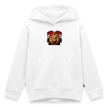 Lion couronne sur drapeau néerlandais - Sweat Premium à capuche enfant bio - blanc - Devant - AI Model Kid Female (0cm)