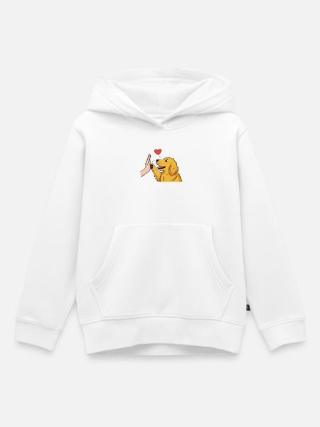 Golden Retriever High Five Hunde-T-Shirt – Design - Kinder Premium Organic Hoodie - Weiß