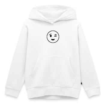 Visage heureux fermant un œil - Sweat Premium à capuche enfant bio - blanc - Devant - AI Model Kid Female (0cm)