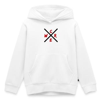 Crew Brush Rot Wortmark - Kinder Premium Organic Hoodie - Weiß - Vorne - AI Model Kid Female (0cm)