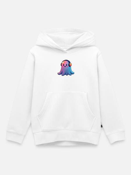 Gespenst mit Kopfhörern - Kinder Premium Organic Hoodie - Weiß