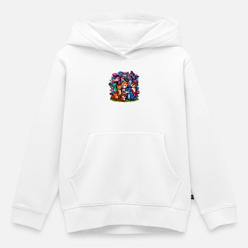 Cartoonfarben der Tiergruppe - Kinder Premium Organic Hoodie - Weiß