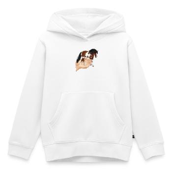 A piebald horse that comes out with two joined hands - Kids Premium Organic Hoodie - white - Front - AI Model Kid Female (0cm)