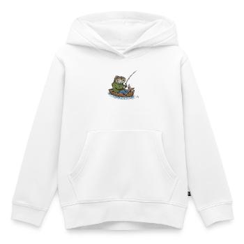 humour pêche Poisson Pêcheur - Sweat Premium à capuche enfant bio - blanc - Devant - AI Model Kid Female (0cm)