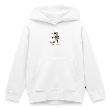 Pèlerin randonneuse sur le chemin de Compostelle - Sweat Premium à capuche enfant bio - blanc - Devant - AI Model Kid Female (0cm)