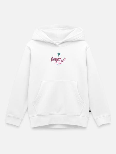 Herzschrift mit Schnörkel - Kinder Premium Organic Hoodie - Weiß
