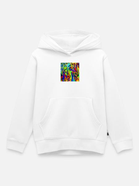 Farbmuster Face-Abstract - Kinder Premium Organic Hoodie - Weiß