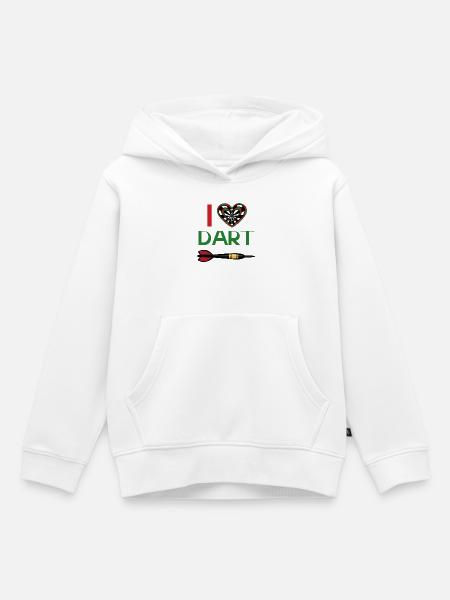 I Love Dart Herz - Kinder Premium Organic Hoodie - Weiß