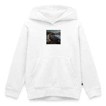 Phoque sur une falaise au bord de la mer - Sweat Premium à capuche enfant bio - blanc - Devant - AI Model Kid Female (0cm)