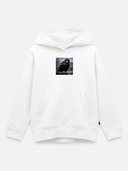 Dunkle Krähe im Feuchtgebiet - Kinder Premium Organic Hoodie - Weiß
