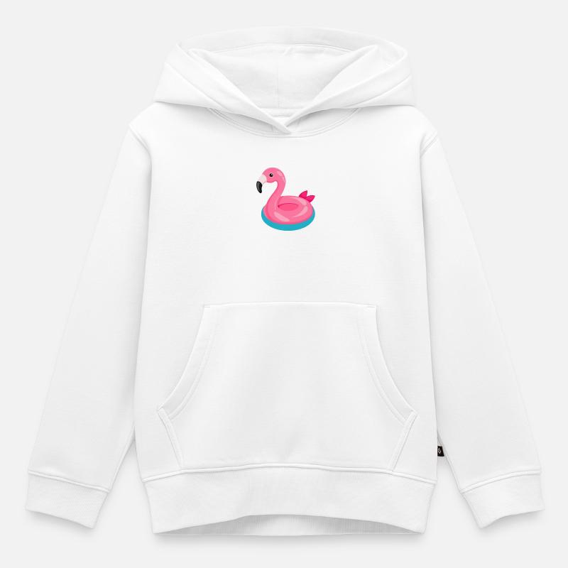 Flamingo Pool Float - Kids Premium Organic Hoodie - white