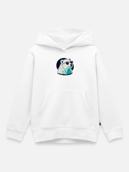 Neon-Eisbären-Sonnenbrille - Kinder Premium Organic Hoodie - Weiß