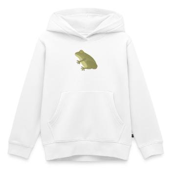 Silhouette de grenouille émeraude sur tons terreux - Sweat Premium à capuche enfant bio - blanc - Devant - AI Model Kid Female (0cm)