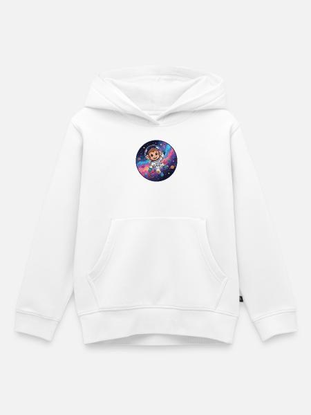 Affen-Astronaut im Sternenraum - Kinder Premium Organic Hoodie - Weiß