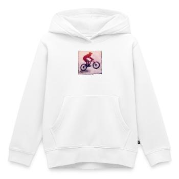 Mountain Biker - Gravé à la main imprimable - Sweat Premium à capuche enfant bio - blanc - Devant - AI Model Kid Female (0cm)