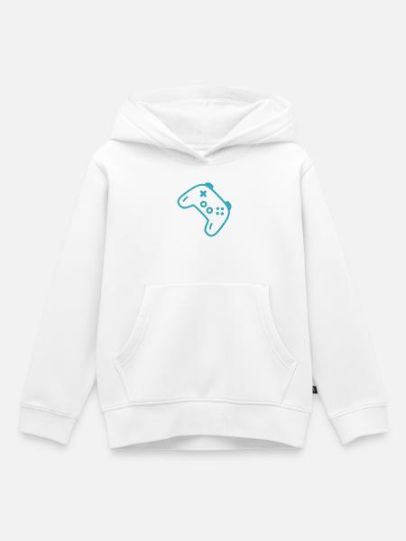 Türkise Controller-Silhouette - Kinder Premium Organic Hoodie - Weiß