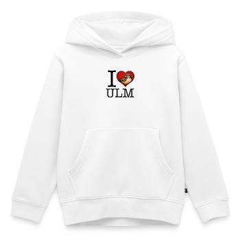 Ulm Motif 6 Ulmer Spatz J’adore Ulm Design - Sweat Premium à capuche enfant bio - blanc - Devant - AI Model Kid Female (0cm)