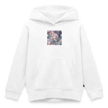 Chaton cosmique en orbite - Sweat Premium à capuche enfant bio - blanc - Devant - AI Model Kid Female (0cm)