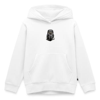 Imprimé hibou - Sweat Premium à capuche enfant bio - blanc - Devant - AI Model Kid Female (0cm)