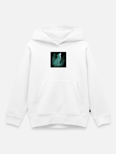 Mondwolf Linienstil mit Flora - Kinder Premium Organic Hoodie - Weiß