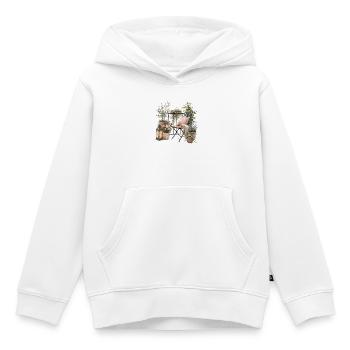 Gemütliche Balkonoase - Kinder Premium Organic Hoodie - Weiß - Vorne - AI Model Kid Female (0cm)