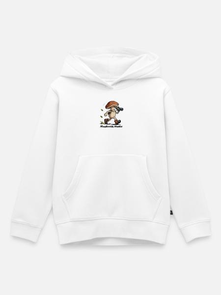 Pilz mit Fernglas, Pilzjäger - Kinder Premium Organic Hoodie - Weiß