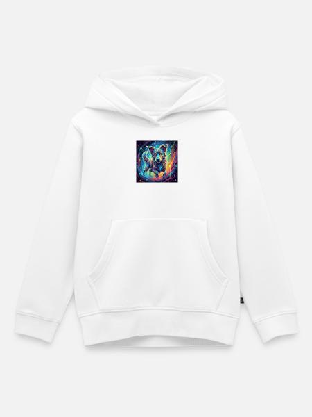 Neonfarbiger Hund im Farbwirbel - Kinder Premium Organic Hoodie - Weiß