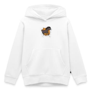 Eine Karikatur eines galoppierenden Abaga-Pferdes - Kinder Premium Organic Hoodie - Weiß - Vorne - AI Model Kid Female (0cm)