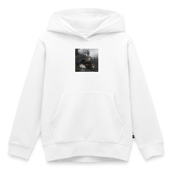 Dampfzug durch den Wald am Tunnel - Kinder Premium Organic Hoodie - Weiß - Vorne - AI Model Kid Female (0cm)