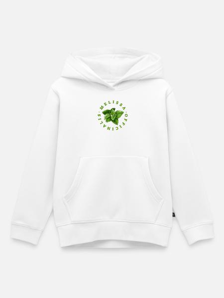 Zitronenmelisseblatt-Rundemblem - Kinder Premium Organic Hoodie - Weiß