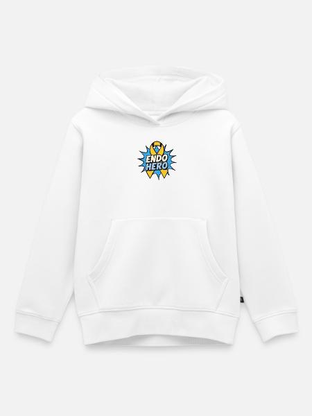 Endo Hero Comic Gelbes Band - Kinder Premium Organic Hoodie - Weiß