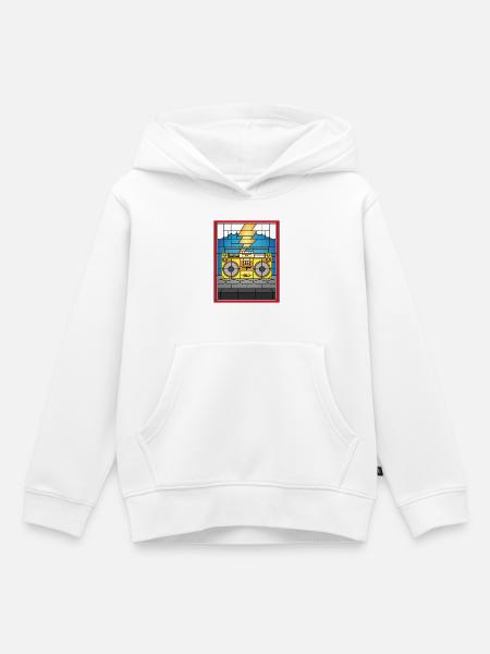 Buntglas-Boombox-Illustration - Kinder Premium Organic Hoodie - Weiß