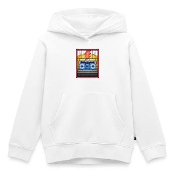 Illustration de Boombox en vitrail - Sweat Premium à capuche enfant bio - blanc - Devant - AI Model Kid Female (0cm)