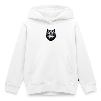 Tête de loup géométrique - Sweat Premium à capuche enfant bio - blanc - Devant - AI Model Kid Female (0cm)