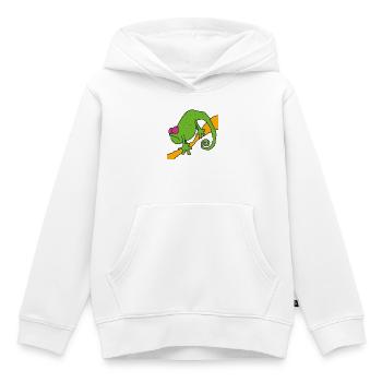 Chamaeleon am Ast – bunte Pop-Illustration - Kinder Premium Organic Hoodie - Weiß - Vorne - AI Model Kid Female (0cm)
