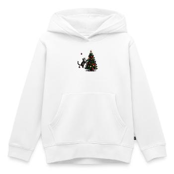 Katzenfreund am Weihnachtsbaum - Kinder Premium Organic Hoodie - Weiß - Vorne - AI Model Kid Female (0cm)