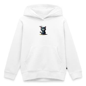 Katze unter einer Regenwolke - Kinder Premium Organic Hoodie - Weiß - Vorne - AI Model Kid Female (0cm)