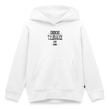 Cherche Tolérance en CDI - Sweat Premium à capuche enfant bio - blanc - Devant - AI Model Kid Female (0cm)