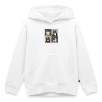Rebel Chic Tuxedo Cat Quartett - Kinder Premium Organic Hoodie - Weiß - Vorne - AI Model Kid Female (0cm)