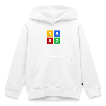 1982 - Kinder Premium Organic Hoodie - Weiß - Vorne - AI Model Kid Female (0cm)