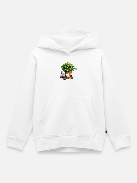 Grüner Gedanke Topfpflanze - Kinder Premium Organic Hoodie - Weiß