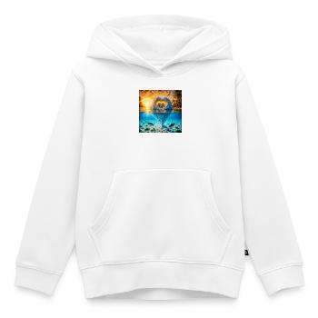 Herz Eisberg mit Eisbären am Tropenstrand - Sweat Premium à capuche enfant bio - blanc - Devant - AI Model Kid Female (0cm)