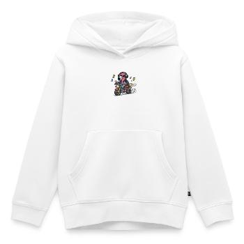 Biker flamant sur moto - Sweat Premium à capuche enfant bio - blanc - Devant - AI Model Kid Female (0cm)