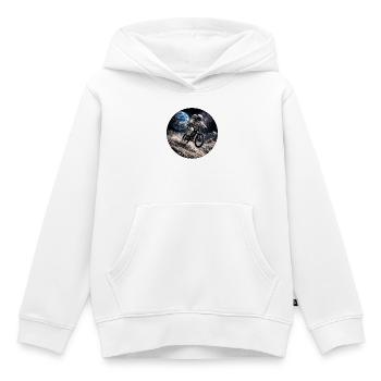 Astronaute vélo lunaire - Sweat Premium à capuche enfant bio - blanc - Devant - AI Model Kid Female (0cm)