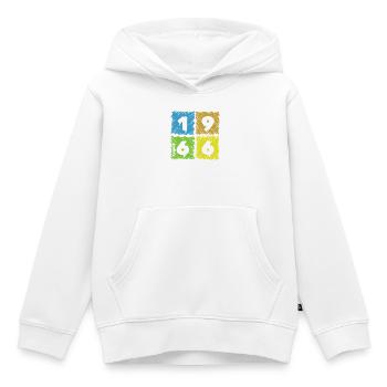 60. Écussons de Farbige du Geburtstag depuis 08/1966 - Sweat Premium à capuche enfant bio - blanc - Devant - AI Model Kid Female (0cm)